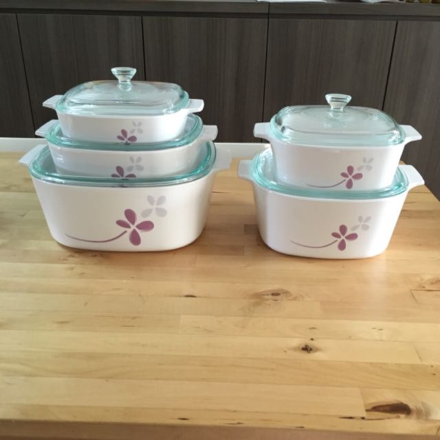 سرویس قابلمه کورل فرانسه طرح وارم پنسیس (Warm Pansies)