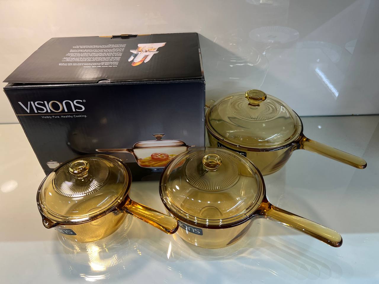 سرویس قابلمه کورل فرانسه 6 پارچه دسته بلند طرح ویژن (Visions)